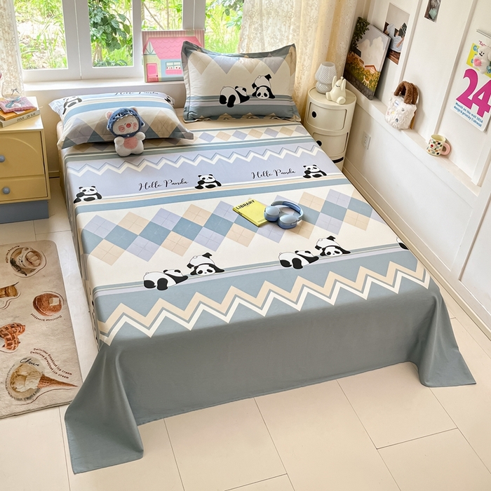 91家纺网 家纺一手货源 找家纺 莱通家纺 2025春夏新款12868纯棉印花四件套-系列二（商家提供买家秀） 调皮熊猫