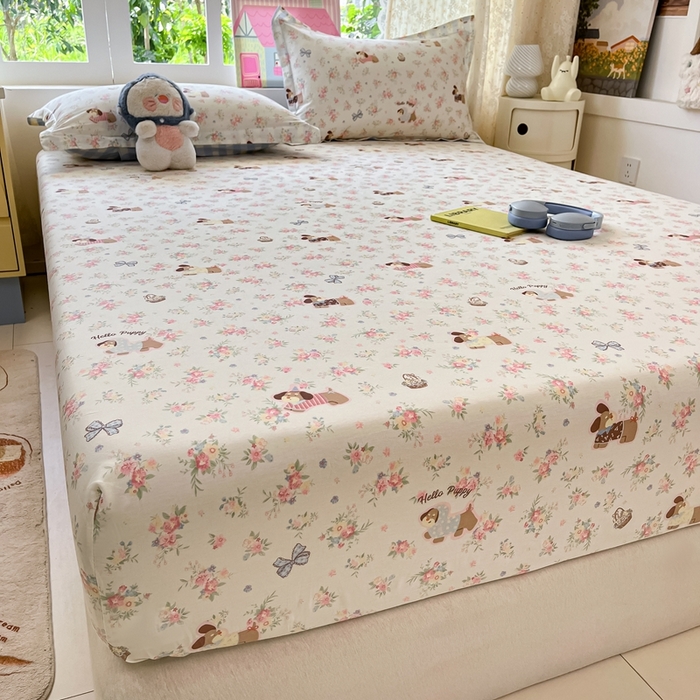 91家纺网 家纺一手货源 找家纺 莱通家纺 2025春夏新款12868纯棉印花单被套 被套单件-系列二（商家提供买家秀） 花田小狗