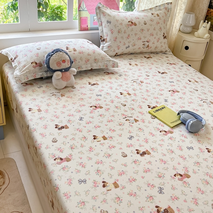 91家纺网 家纺一手货源 找家纺 莱通家纺 2025春夏新款12868纯棉印花单被套 被套单件-系列二（商家提供买家秀） 花田小狗