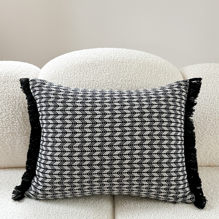 918拾朵家居 2025新款北欧ins风创意抱枕  波浪纹流苏枕