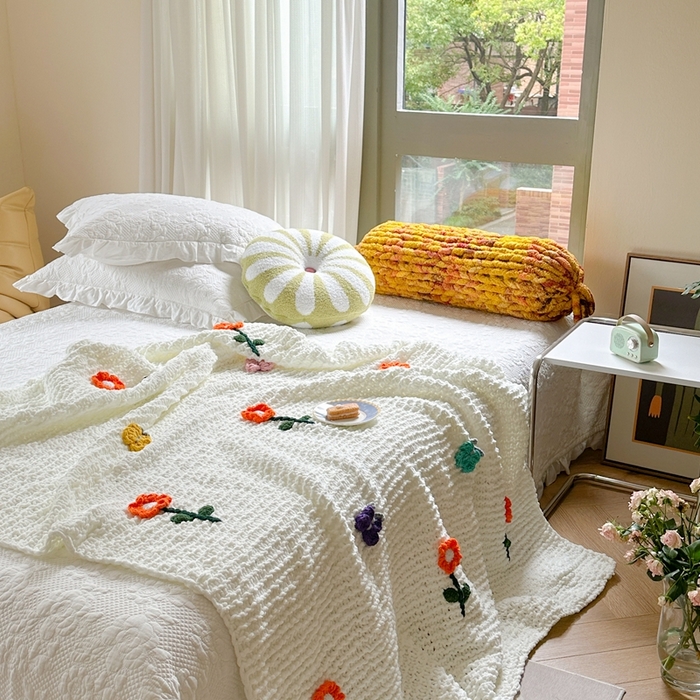 91家纺网 家纺一手货源 找家纺 （总）918拾朵家居 2025新款纯手工立体花朵绒毯