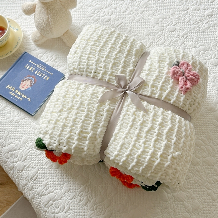 91家纺网 家纺一手货源 找家纺 （总）918拾朵家居 2025新款纯手工立体花朵绒毯