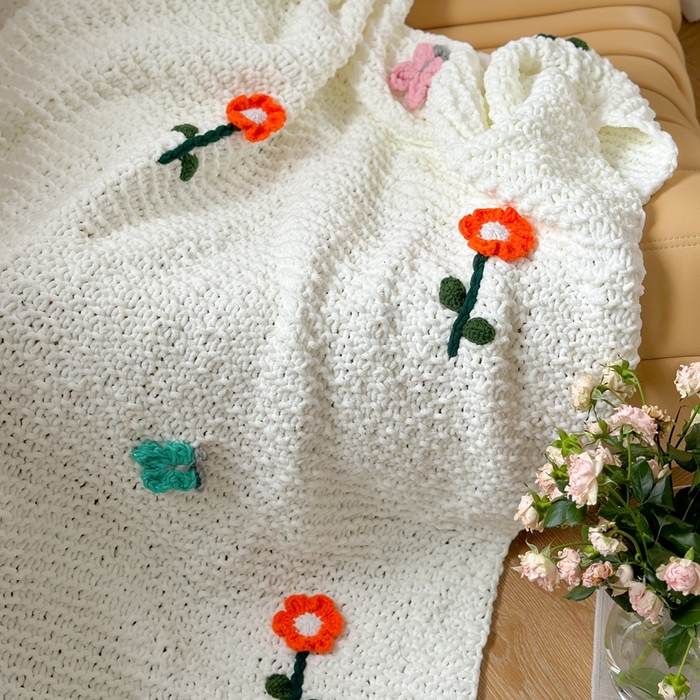 91家纺网 家纺一手货源 找家纺 （总）918拾朵家居 2025新款纯手工立体花朵绒毯