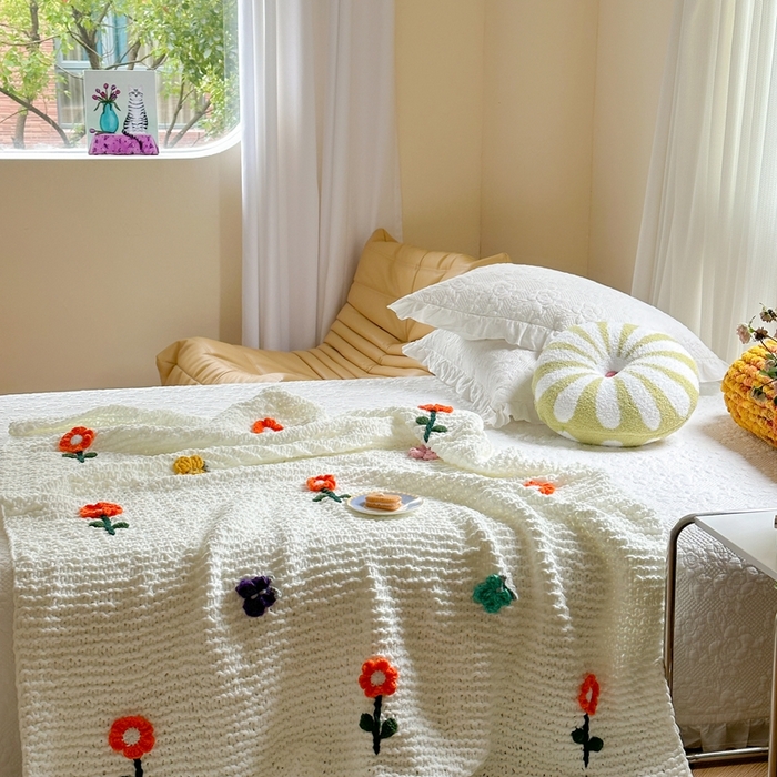 91家纺网 家纺一手货源 找家纺 （总）918拾朵家居 2025新款纯手工立体花朵绒毯