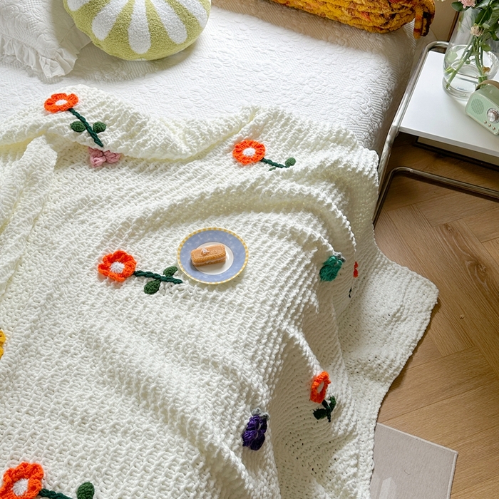 91家纺网 家纺一手货源 找家纺 （总）918拾朵家居 2025新款纯手工立体花朵绒毯