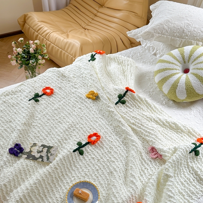 91家纺网 家纺一手货源 找家纺 （总）918拾朵家居 2025新款纯手工立体花朵绒毯