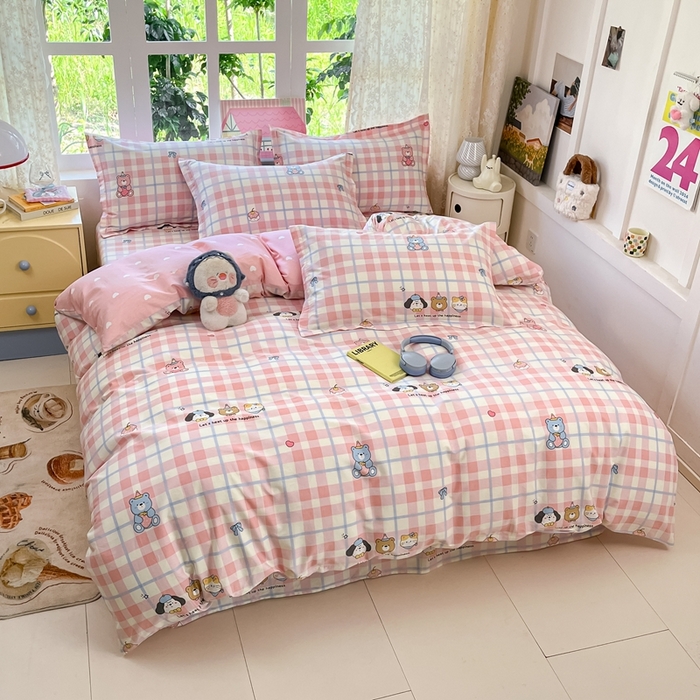 91家纺网 家纺一手货源 找家纺 莱通家纺 2025春夏新款12868纯棉印花四件套-系列二（商家提供买家秀） 童趣伙伴