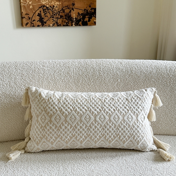 91家纺网 家纺一手货源 找家纺 918拾朵家居 2025新款黑白复古风轻奢抱枕长条腰靠 刺绣长腰枕