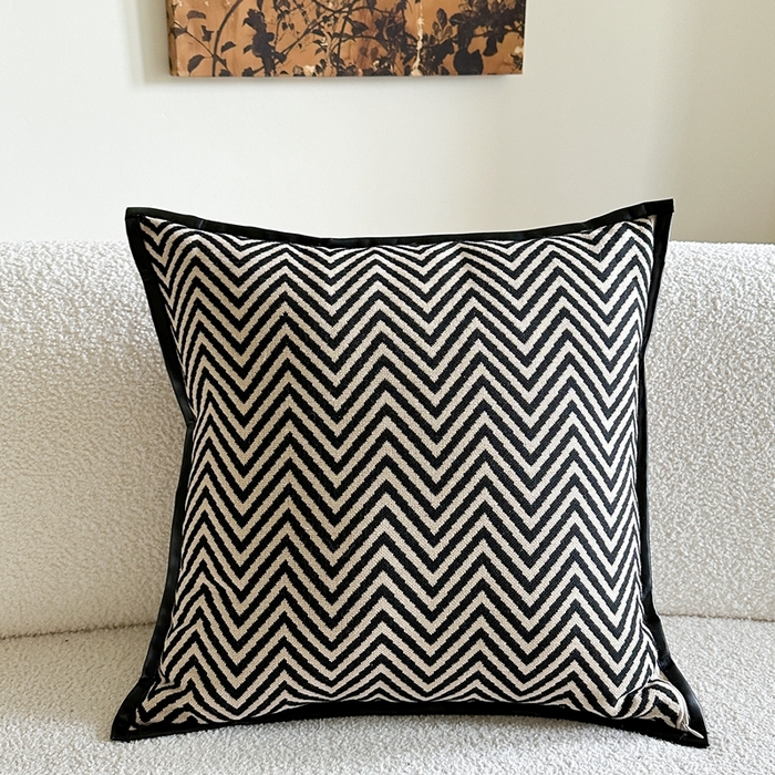 91家纺网 家纺一手货源 找家纺 918拾朵家居 2025新款黑白复古风轻奢抱枕长条腰靠 人字纹(方）