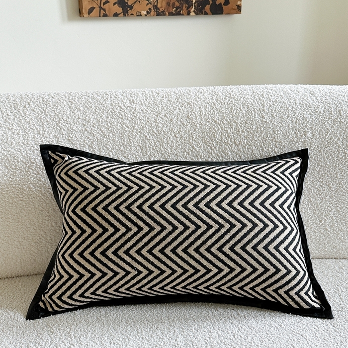 91家纺网 家纺一手货源 找家纺 （总）918拾朵家居 2025新款黑白复古风轻奢抱枕长条腰靠