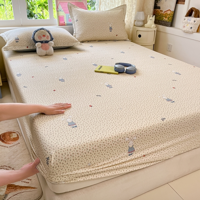 91家纺网 家纺一手货源 找家纺 莱通家纺 2025春夏新款12868纯棉印花单被套 被套单件-系列二（商家提供买家秀） 奶呼兔兔