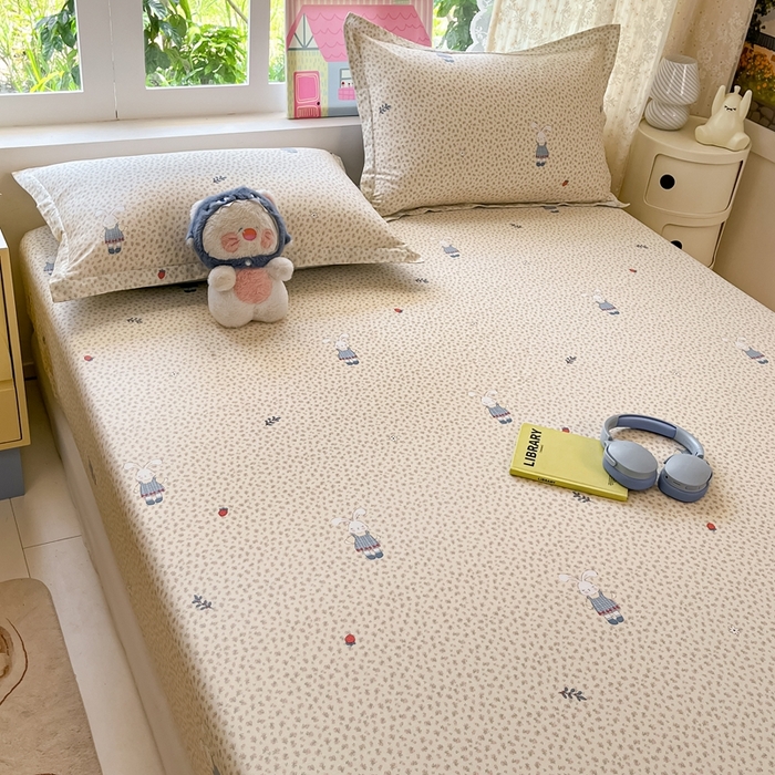 91家纺网 家纺一手货源 找家纺 莱通家纺 2025春夏新款12868纯棉印花单被套 被套单件-系列二（商家提供买家秀） 奶呼兔兔