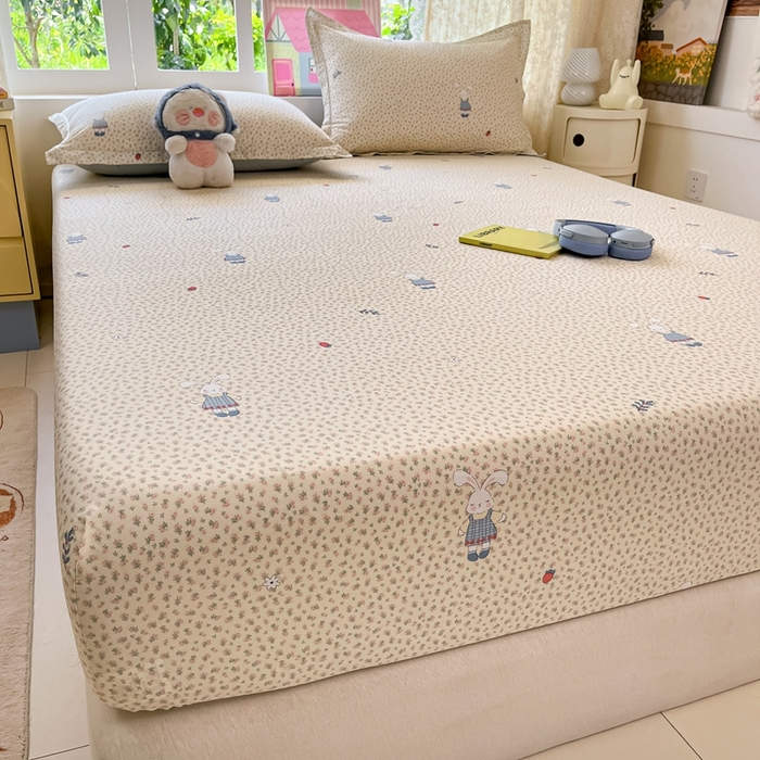 91家纺网 家纺一手货源 找家纺 莱通家纺 2025春夏新款12868纯棉印花单被套 被套单件-系列二（商家提供买家秀） 奶呼兔兔