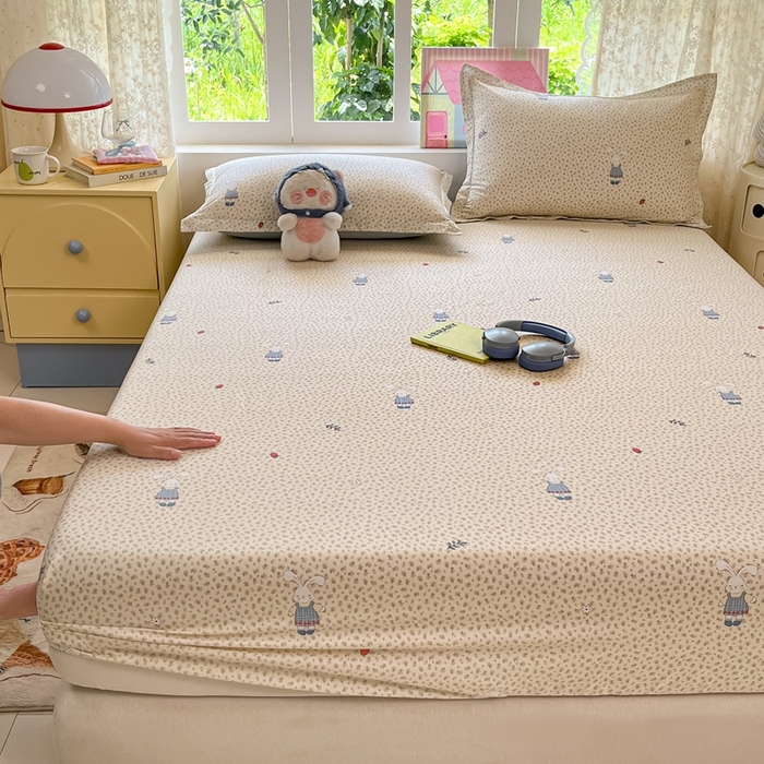 91家纺网 家纺一手货源 找家纺 莱通家纺 2025春夏新款12868纯棉印花单被套 被套单件-系列二（商家提供买家秀） 奶呼兔兔