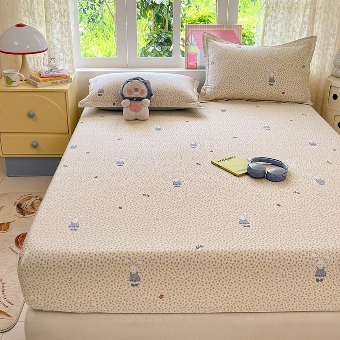 91家纺网 家纺一手货源 找家纺 莱通家纺 2025春夏新款12868纯棉印花单被套 被套单件-系列二（商家提供买家秀） 奶呼兔兔