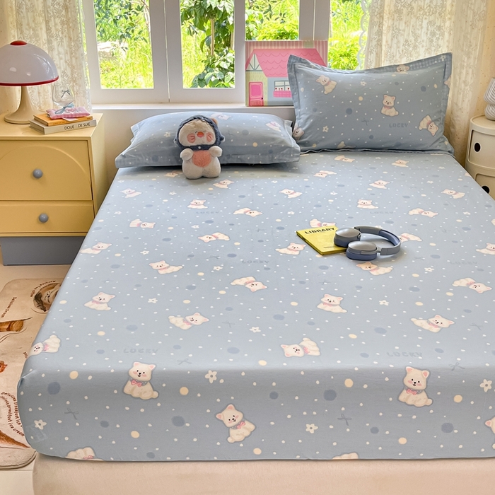 91家纺网 家纺一手货源 找家纺 莱通家纺 2025春夏新款12868纯棉印花单被套 被套单件-系列二（商家提供买家秀） 泡芙小狗