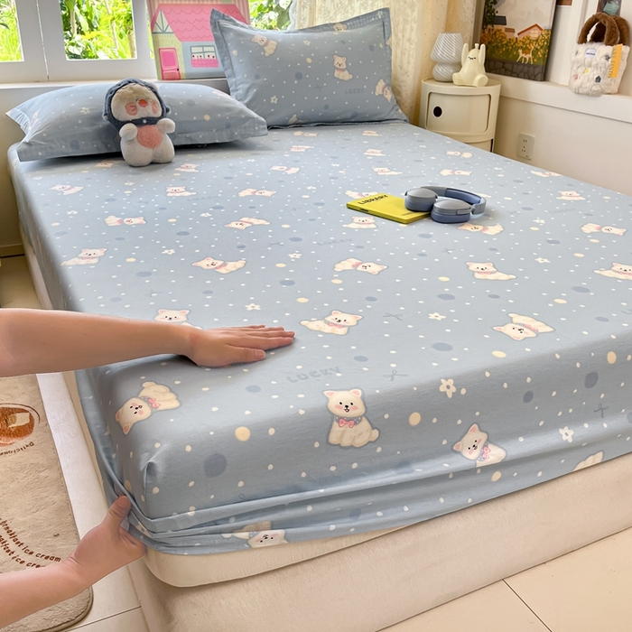 91家纺网 家纺一手货源 找家纺 莱通家纺 2025春夏新款12868纯棉印花单被套 被套单件-系列二（商家提供买家秀） 泡芙小狗