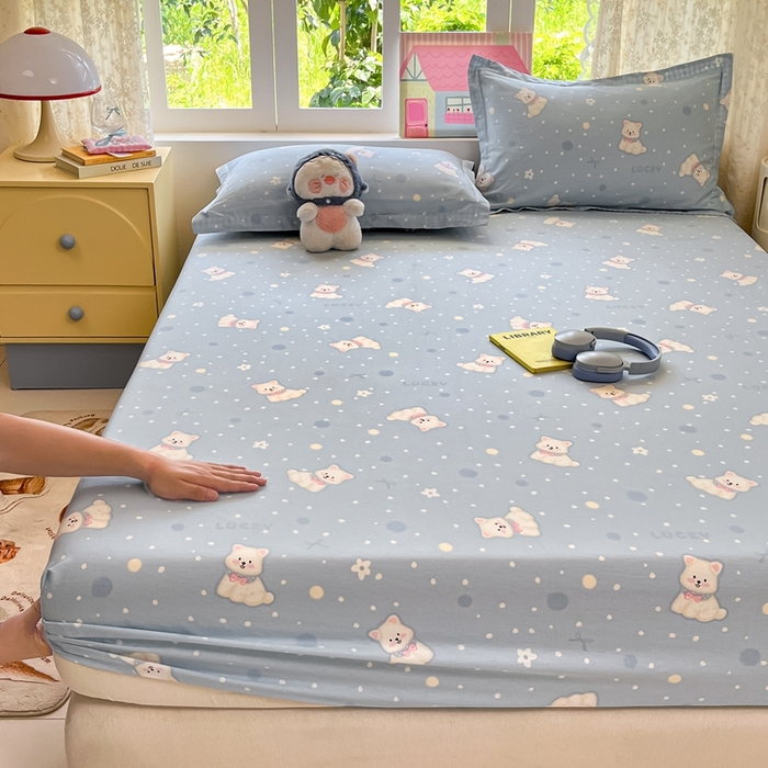 91家纺网 家纺一手货源 找家纺 莱通家纺 2025春夏新款12868纯棉印花单被套 被套单件-系列二（商家提供买家秀） 泡芙小狗