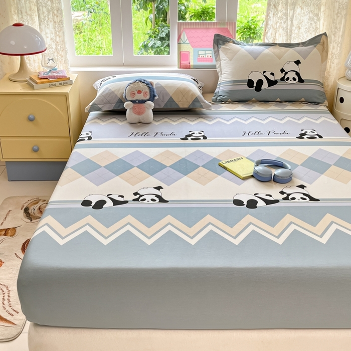 91家纺网 家纺一手货源 找家纺 莱通家纺 2025春夏新款12868纯棉印花单被套 被套单件-系列二（商家提供买家秀） 调皮熊猫