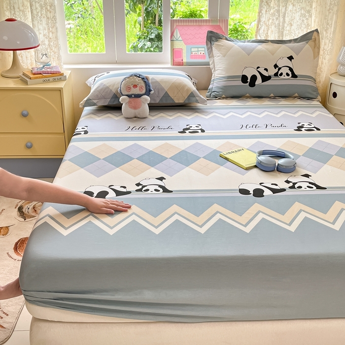 91家纺网 家纺一手货源 找家纺 莱通家纺 2025春夏新款12868纯棉印花单被套 被套单件-系列二（商家提供买家秀） 调皮熊猫