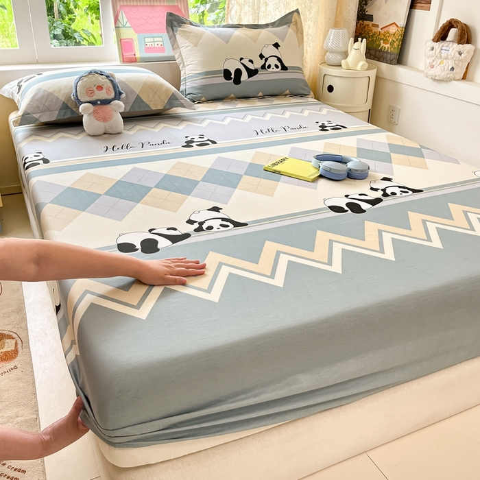 91家纺网 家纺一手货源 找家纺 莱通家纺 2025春夏新款12868纯棉印花单被套 被套单件-系列二（商家提供买家秀） 调皮熊猫