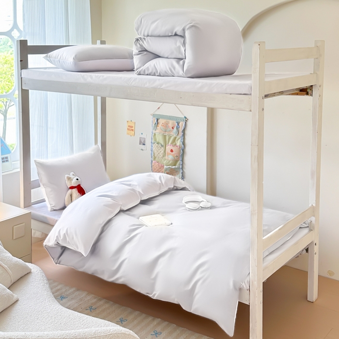 简冠家纺 2025新款13372全棉纯色学生三件套 漂白