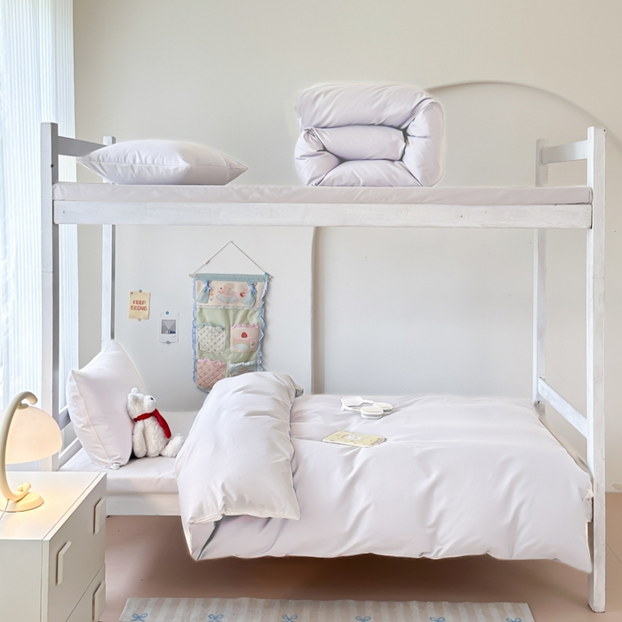 91家纺网 家纺一手货源 找家纺 简冠家纺 2025新款13372全棉纯色学生三件套 漂白