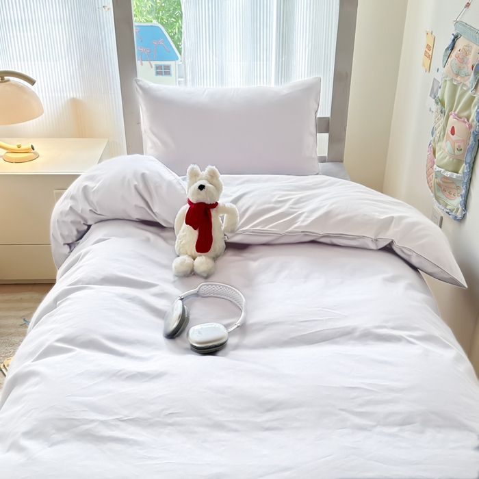 91家纺网 家纺一手货源 找家纺 简冠家纺 2025新款13372全棉纯色学生三件套 漂白