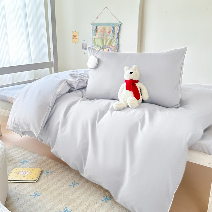 91家纺网 家纺一手货源 找家纺 简冠家纺 2025新款13372全棉纯色学生三件套 漂白