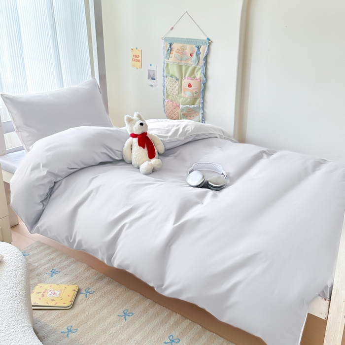 91家纺网 家纺一手货源 找家纺 简冠家纺 2025新款13372全棉纯色学生三件套 漂白