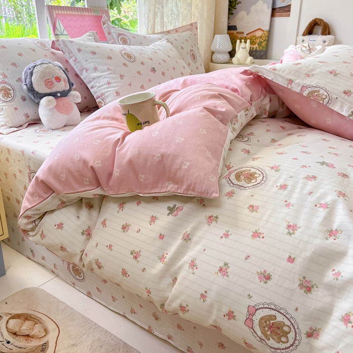 91家纺网 家纺一手货源 找家纺 莱通家纺 2025春夏新款12868纯棉印花四件套-系列二（商家提供买家秀） 云朵相馆