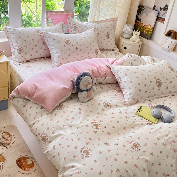 91家纺网 家纺一手货源 找家纺 莱通家纺 2025春夏新款12868纯棉印花四件套-系列二（商家提供买家秀） 云朵相馆