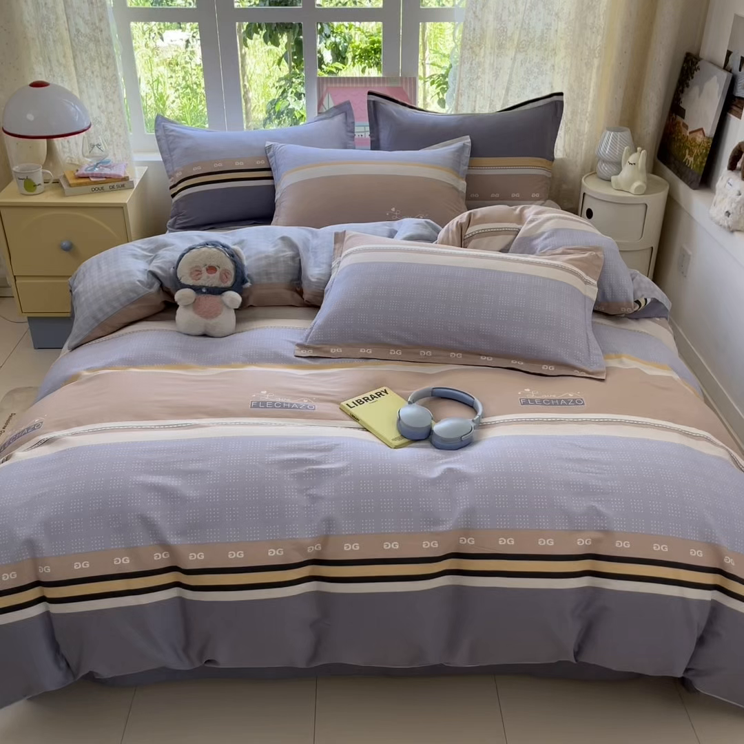 91家纺网 家纺一手货源 找家纺 莱通家纺 2025春夏新款12868纯棉印花四件套-系列二（商家提供买家秀） 正交暮色