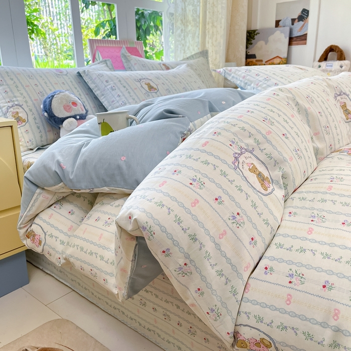 91家纺网 家纺一手货源 找家纺 莱通家纺 2025春夏新款12868纯棉印花单被套 被套单件-系列二（商家提供买家秀） 月光摇蓝草