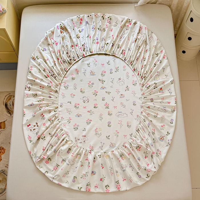 91家纺网 家纺一手货源 找家纺 莱通家纺 2025春夏新款12868纯棉印花单床笠 床笠单件-系列二（商家提供买家秀） 花花小汪