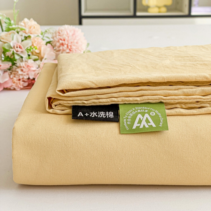 仟人梦 2025新款超柔110克水洗云朵棉纯色单床单-叠拍图 浅驼