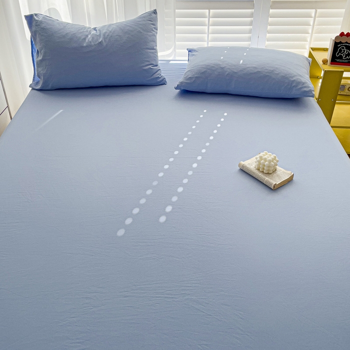 91家纺网 家纺一手货源 找家纺 仟人梦 2025新款超柔110克水洗云朵棉纯色单床单-叠拍图 天蓝