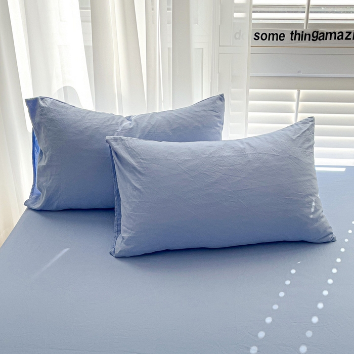 91家纺网 家纺一手货源 找家纺 仟人梦 2025新款超柔110克水洗云朵棉纯色单床单-叠拍图 天蓝