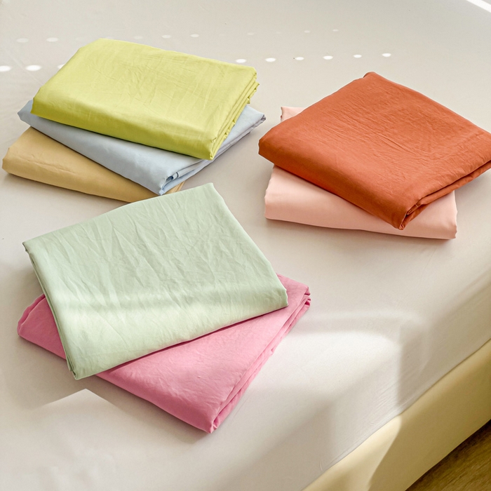 91家纺网 家纺一手货源 找家纺 仟人梦 2025新款超柔110克水洗云朵棉纯色单床单-叠拍图 组合图仅供展示