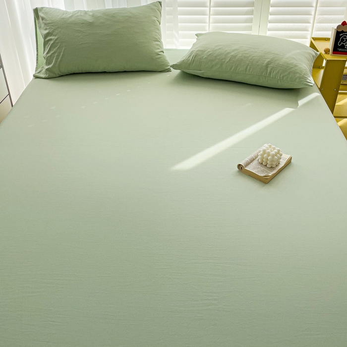 91家纺网 家纺一手货源 找家纺 仟人梦 2025新款超柔110克水洗云朵棉纯色单床单-叠拍图 浅绿