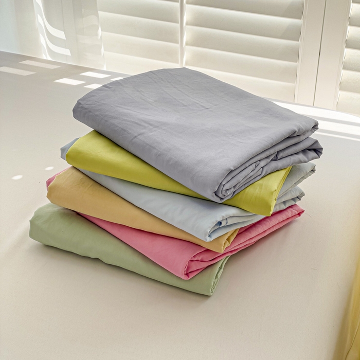 91家纺网 家纺一手货源 找家纺 仟人梦 2025新款超柔110克水洗云朵棉纯色单床单-叠拍图 组合图仅供展示