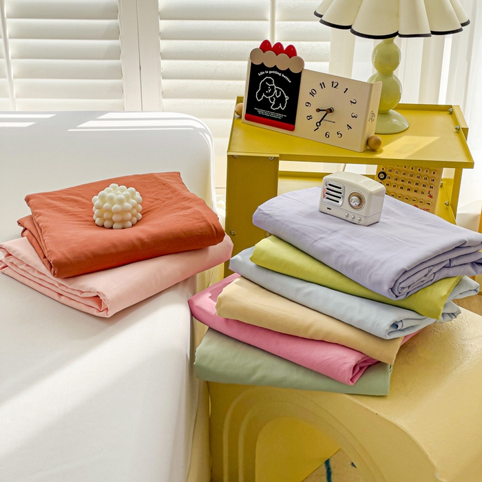 仟人梦 2025新款超柔110克水洗云朵棉纯色单床单-叠拍图 组合图仅供展示