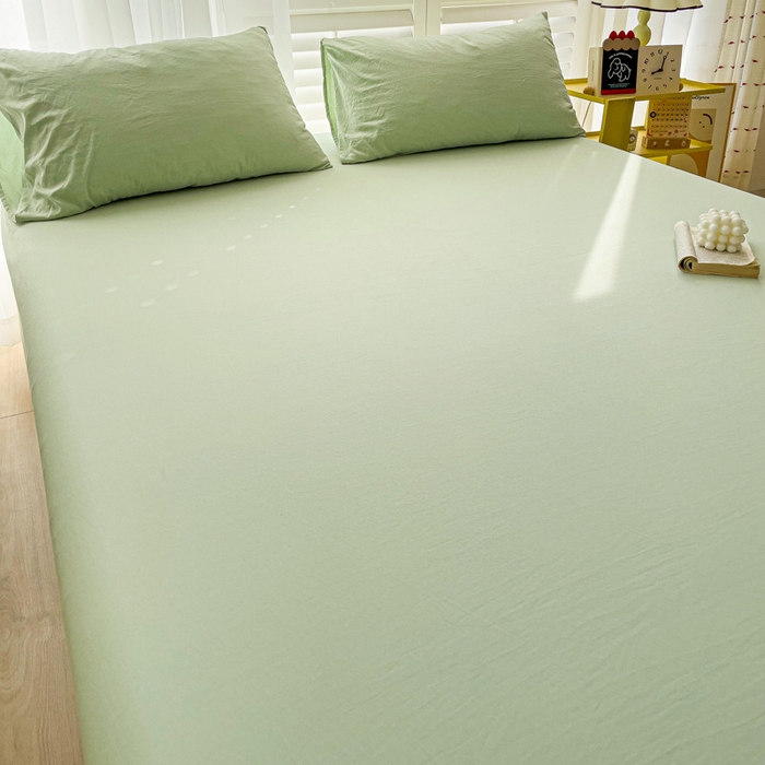 91家纺网 家纺一手货源 找家纺 仟人梦 2025新款超柔110克水洗云朵棉纯色单床单-叠拍图 浅绿