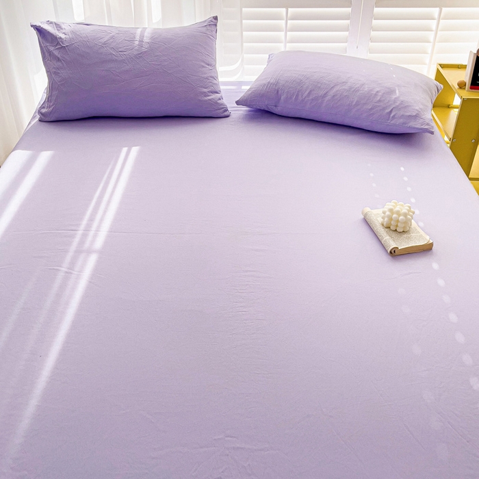 91家纺网 家纺一手货源 找家纺 仟人梦 2025新款超柔110克水洗云朵棉纯色单床单-叠拍图 浅紫