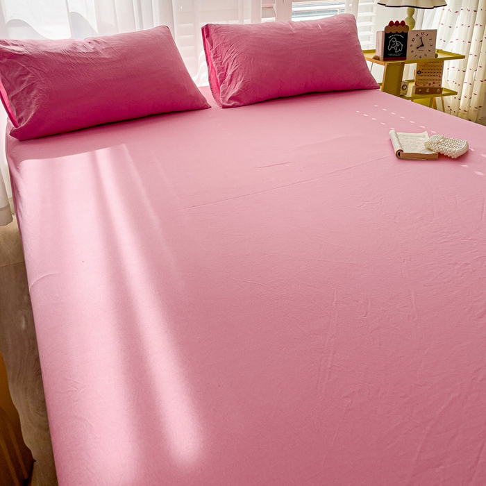 91家纺网 家纺一手货源 找家纺 仟人梦 2025新款超柔110克水洗云朵棉纯色单床单-叠拍图 玫红