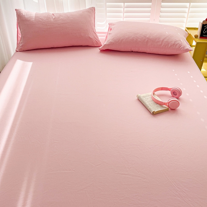 91家纺网 家纺一手货源 找家纺 仟人梦 2025新款超柔110克水洗云朵棉纯色单床单-叠拍图 粉色