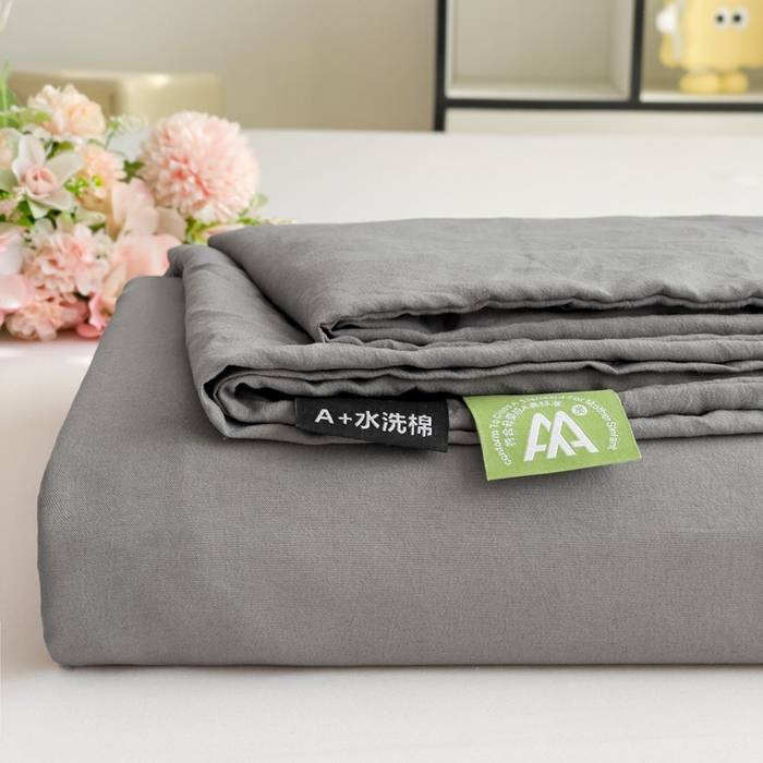 仟人梦 2025新款超柔110克水洗云朵棉纯色单床单-叠拍图 银灰