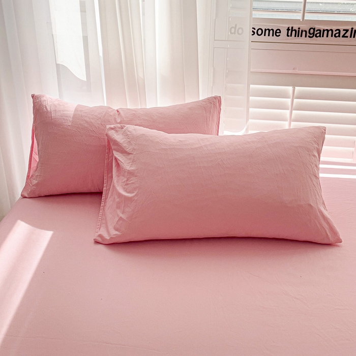 91家纺网 家纺一手货源 找家纺 仟人梦 2025新款超柔110克水洗云朵棉纯色单床单-叠拍图 粉色