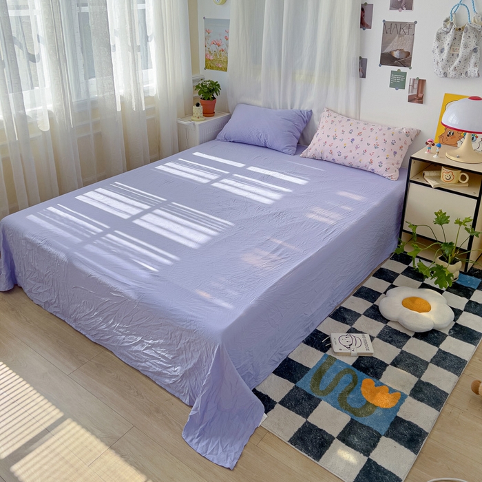 91家纺网 家纺一手货源 找家纺 仟人梦 2025新款超柔110克水洗云朵棉纯色单床单-叠拍图 浅紫