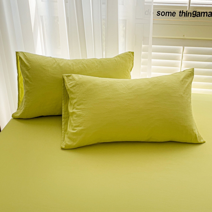 91家纺网 家纺一手货源 找家纺 仟人梦 2025新款超柔110克水洗云朵棉纯色单床单-叠拍图 果绿